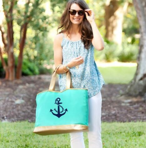 Anchor Mint Cabana Tote Bag