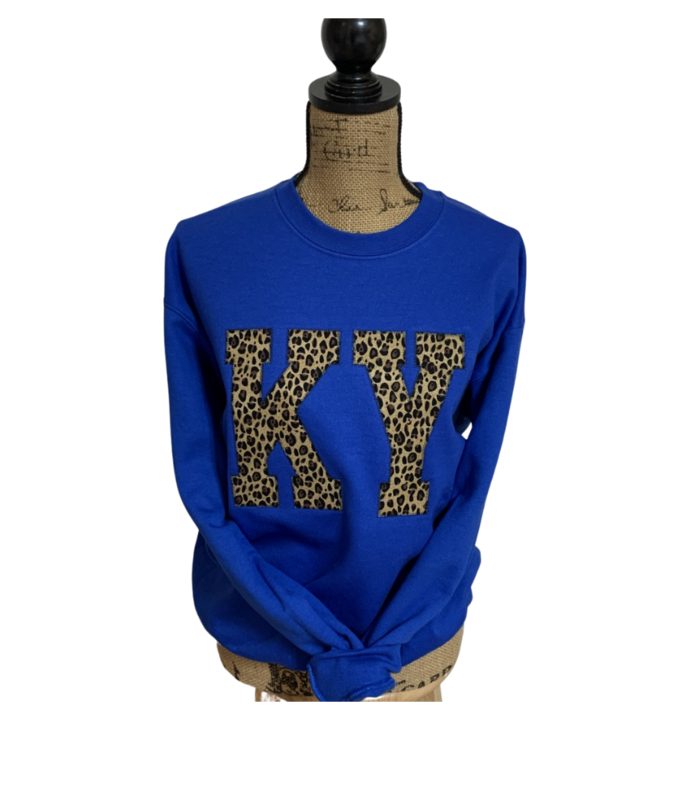 Adult KY Leopard Royal Blue Crewneck Sweatshirt
