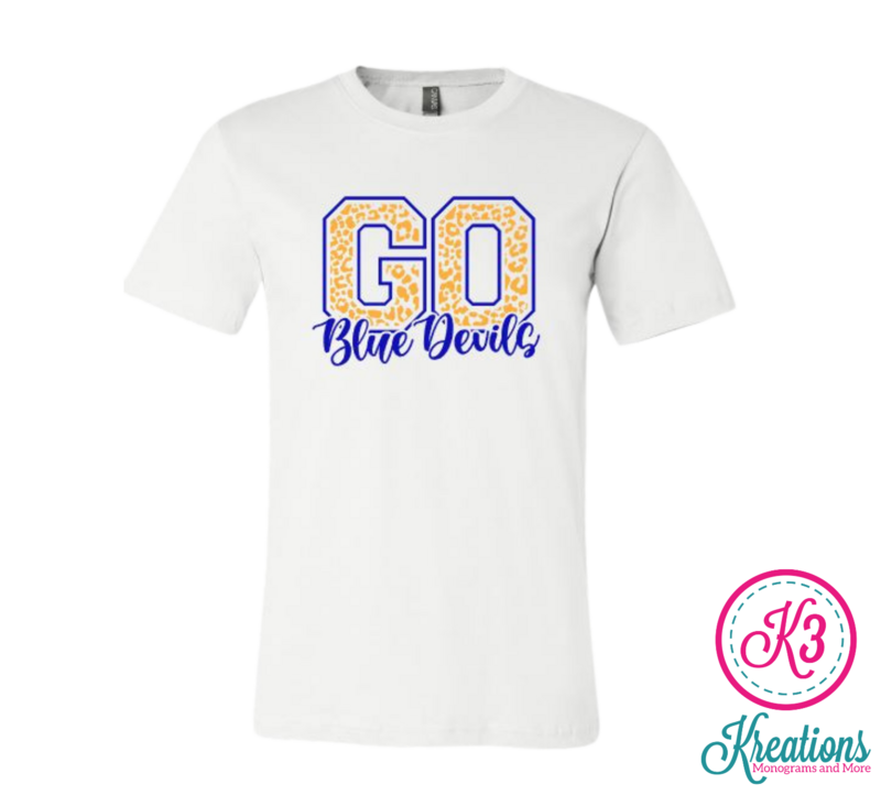 Youth or Adult Go Blue Devils Short Sleeve Tee