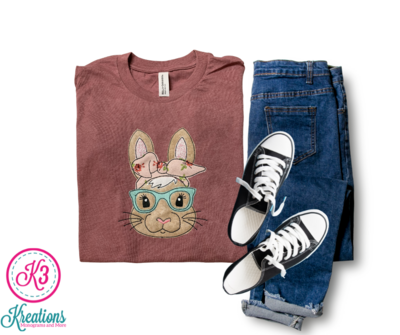 Adult Hipster Easter Bunny Short Sleeve Tee