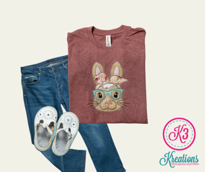 Youth Hipster Easter Bunny Short Sleeve Tee