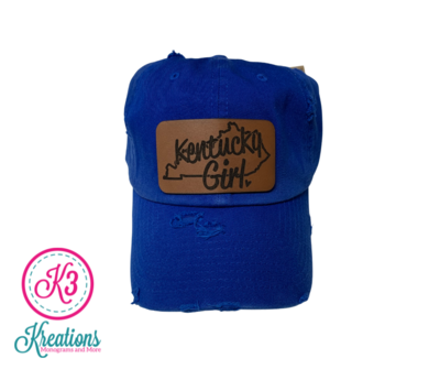 Kentucky Girl Leather Patch Distressed Cap
