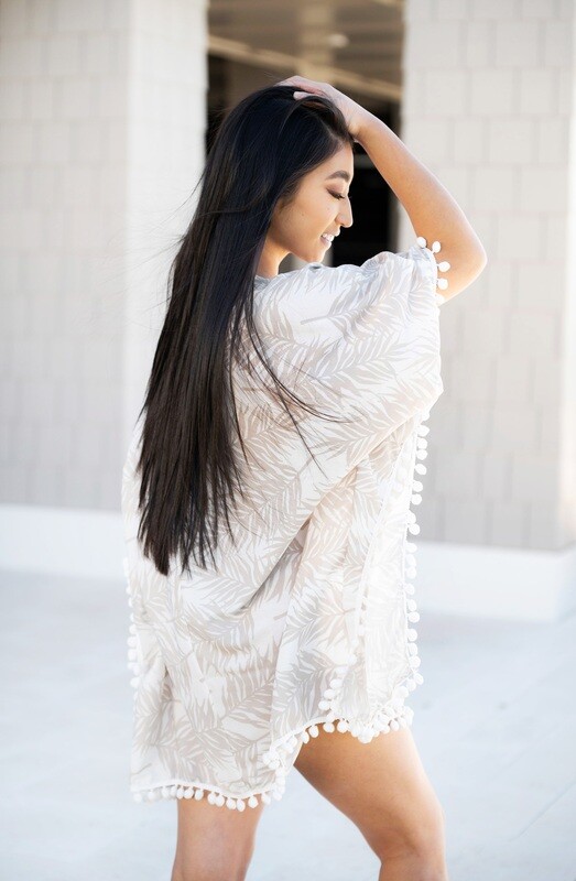 Coconut Palms Pom Pom Cover Up