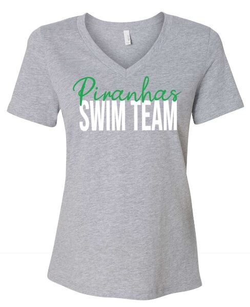 Ladies Bella+Canvas Piranhas Swim Team Relaxed V-Neck