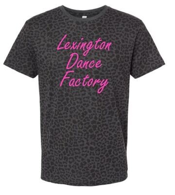 Youth OR Adult Lexington Dance Factory Black Leopard Print Fine Jersey Tee (LDF)