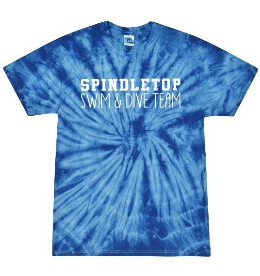 Spindletop Swim &amp; Dive Team Youth OR Adult Royal Tie-Dye Short Sleeve Tee (SSD)