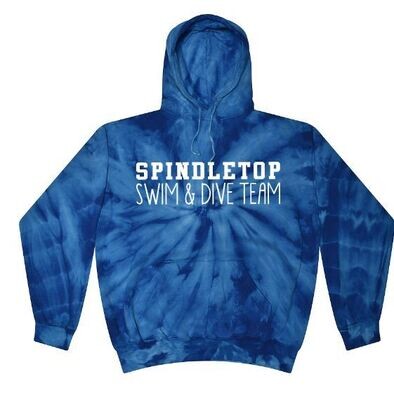 Spindletop Swim & Dive Team Youth OR Adult Royal Tie-Dye Hooded Sweatshirt (SSD)