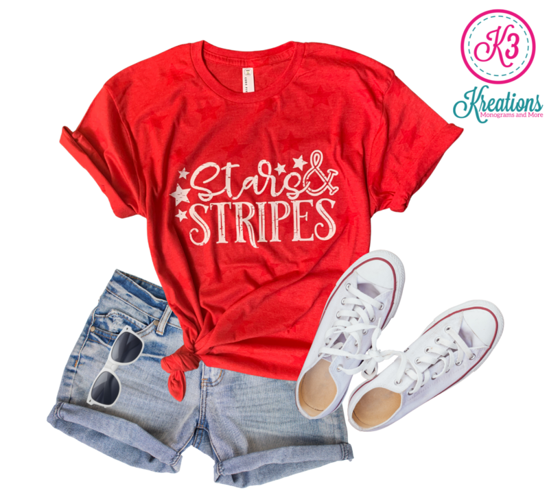 Adult Stars &amp; Stripes Red Print Tee