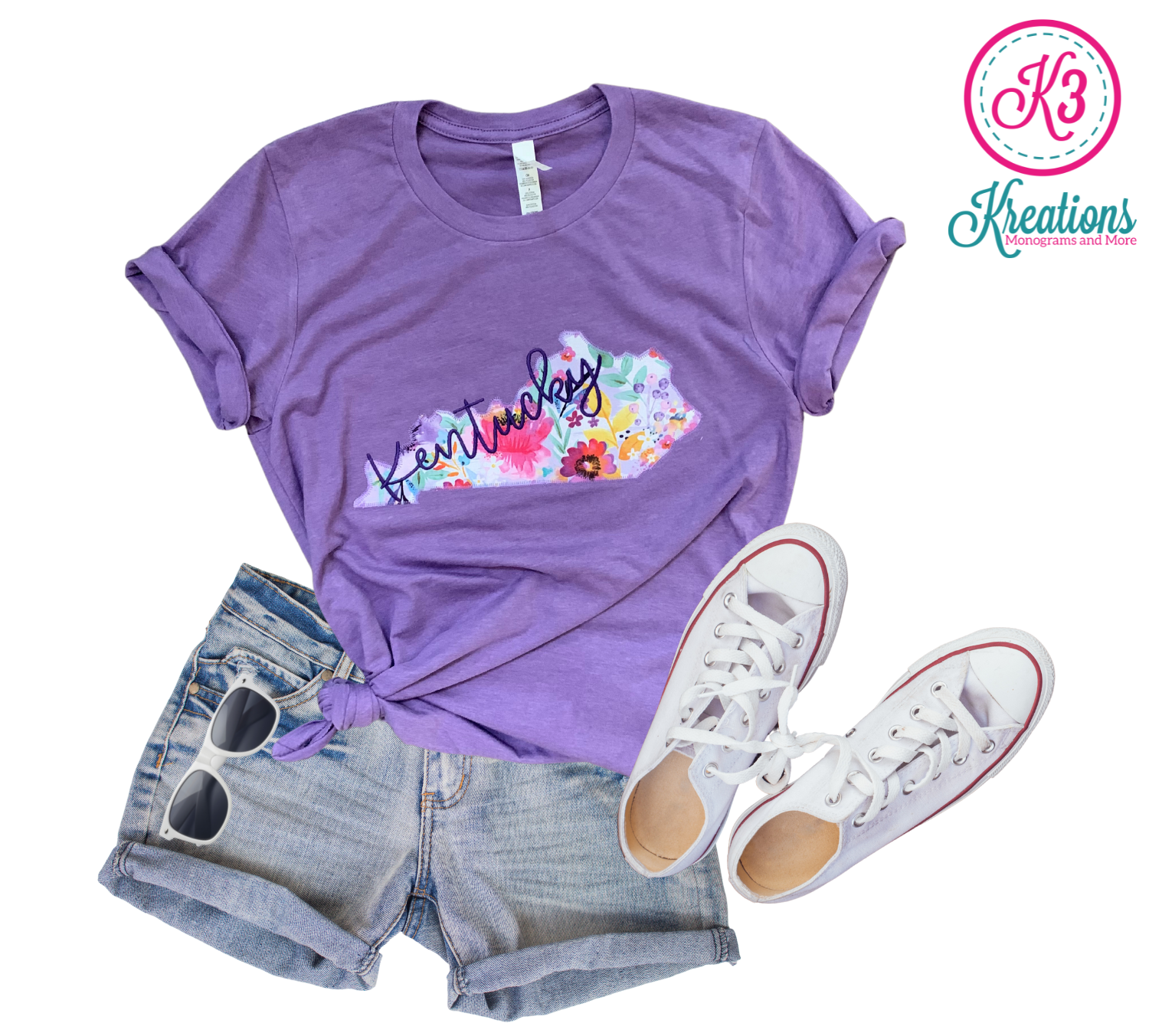 Adult Kentucky Floral State Short Sleeve Tee