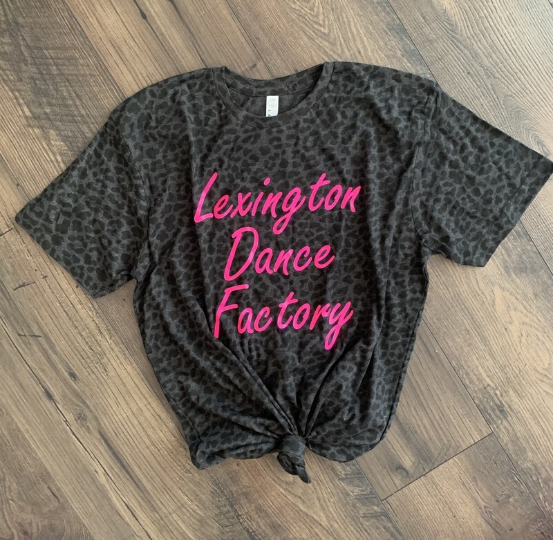 Youth OR Adult Lexington Dance Factory Black Leopard Print Fine Jersey Tee (LDF)