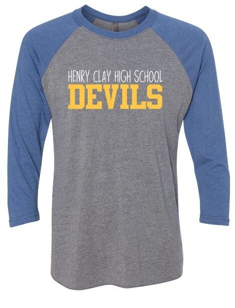 Henry Clay High School Devils Triblend Three-Quarter Sleeve Raglan