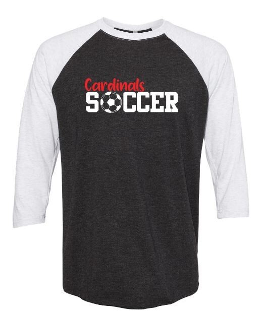 Adult Cardinals Soccer Triblend Three-Quarter Sleeve Raglan Tee (SCS)