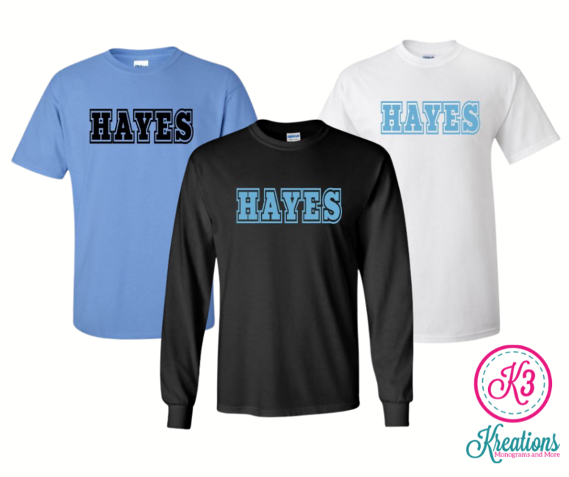 Adult Hayes Block Short OR Long Sleeve Tee
