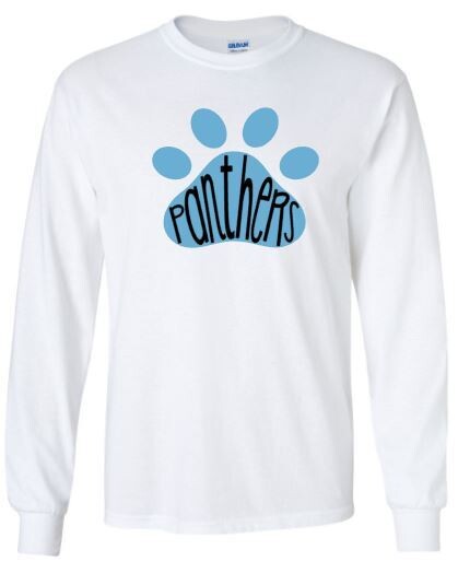 Unisex Youth Panthers Pawprint Short OR Long Sleeve Tee