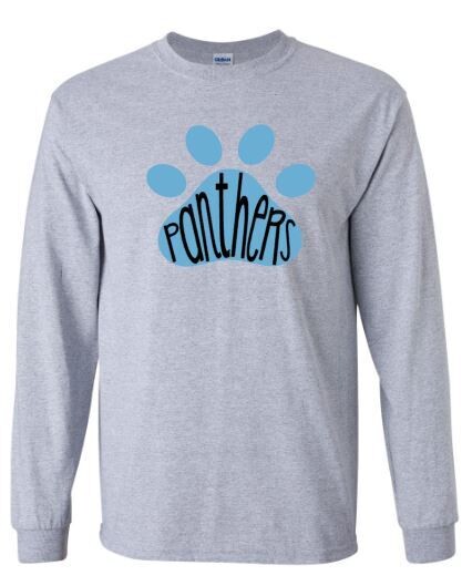Adult Panthers Pawprint Short OR Long Sleeve Tee 
