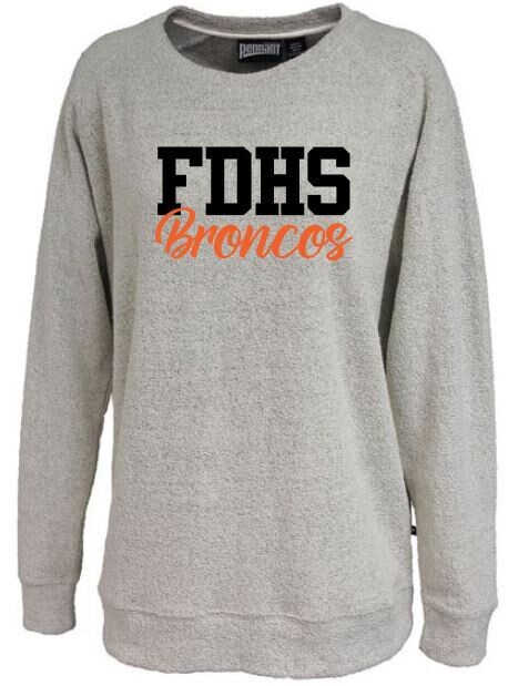 Ladies FDHS Broncos Poodle Fleece Crewneck