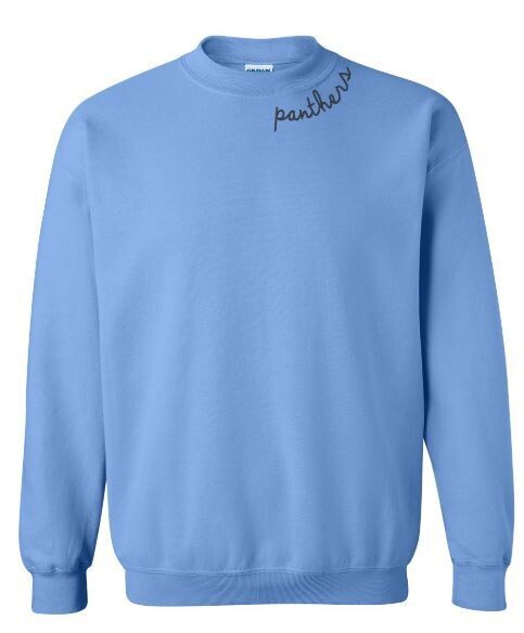 Adult Panthers Collar Embroidered Crewneck Sweatshirt 