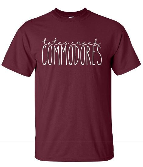 Tates Creek Commodores Unisex Short Sleeve Tee YOUTH and ADULT (TCDT)