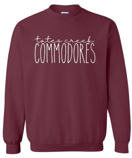 Tates Creek Commodores Unisex Crewneck ADULT  (TCDT)