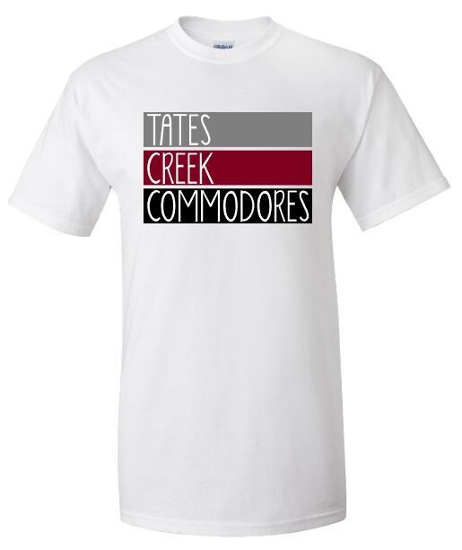 Tates Creek Commodores Ribbon Unisex Short Sleeve Tee YOUTH and ADULT (TCDT)