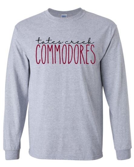 Tates Creek Commodores Unisex Long Sleeve ADULT (TCDT)