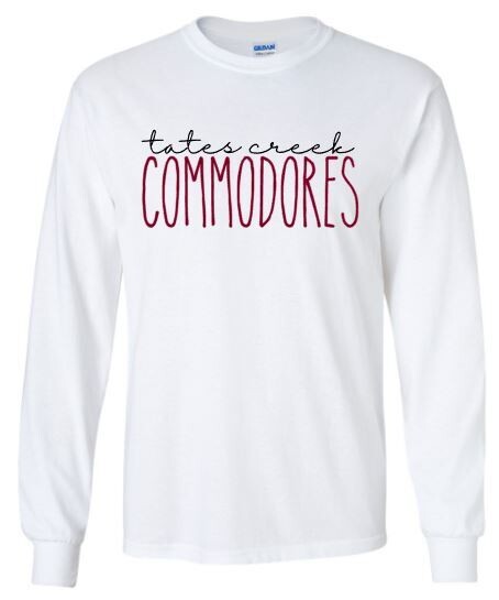 Tates Creek Commodores Unisex Long Sleeve ADULT (TCDT)
