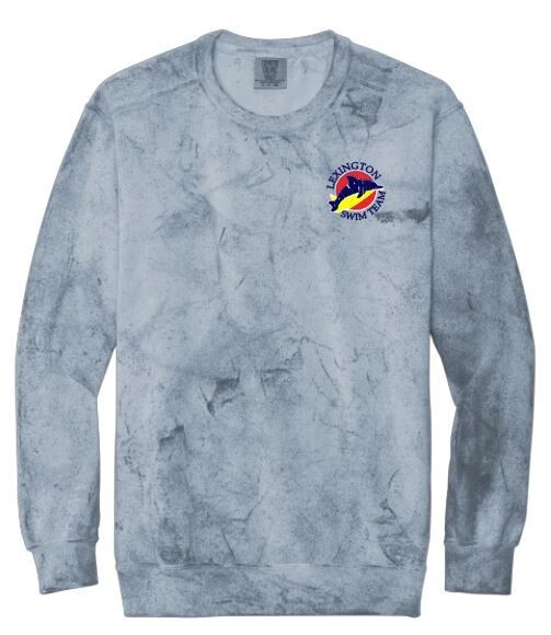 Adult Comfort Colors Color Blast Crewneck Sweatshirt with Embroidered Logo (LEXD)