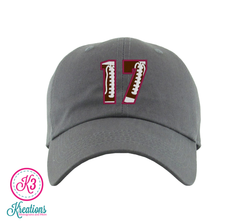 Custom Football Number &amp; Team Embroidered Hat