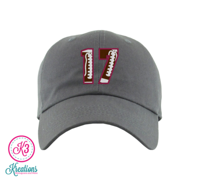 Custom Football Number & Team Embroidered Hat