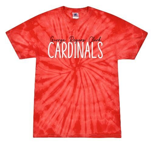 Adult George Rogers Clark Cardinals Tie-Dye Short OR Long Sleeve Tee (GRCB)