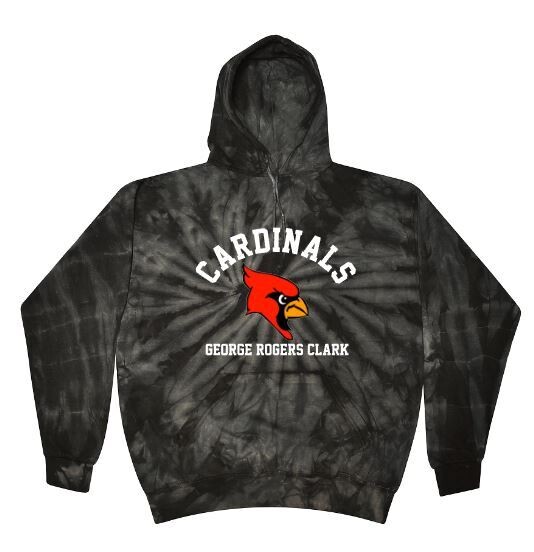Adult Cardinals Mascot Tie Dye Hooded Sweatshirt