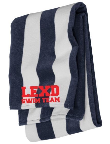 LEXD Swim Team Cabana Navy Stripe Velour Beach Towel (LEXD)
