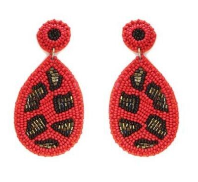 Red Cami Leopard Earrings