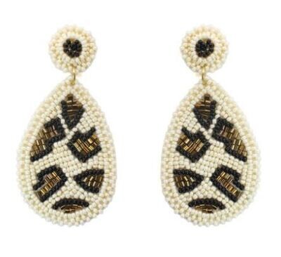 Creme Cami Leopard Earrings