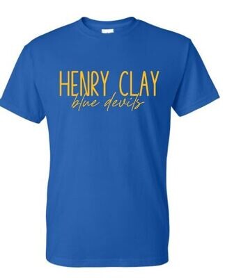 Henry Clay blue devils Short OR Long Sleeve Tee (HCG)