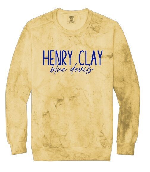 Henry Clay blue devils Comfort Colors Color Blast Crewneck Sweatshirt (HCG)