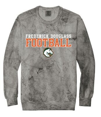 Adult Frederick Douglass Football with Bronco Comfort Colors Color Blast Crewneck Sweatshirt (FDL)