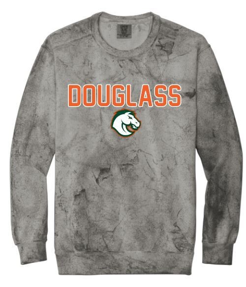 Adult Douglass with Bronco Comfort Colors Color Blast Crewneck Sweatshirt (FDL)