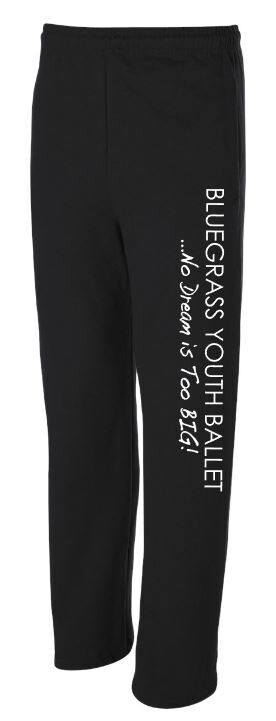 Youth OR Adult Bluegrass Youth Ballet JERZEES NuBlend Open Bottom Sweatpants (BYB)