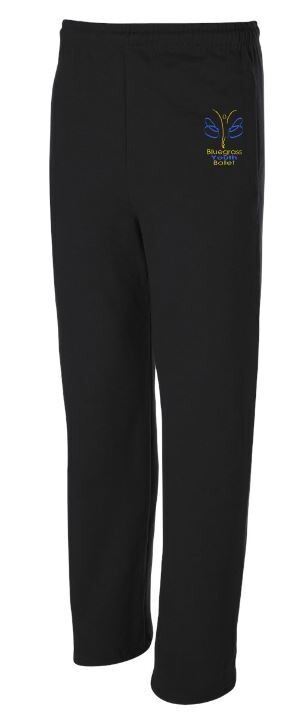 Youth OR Adult Bluegrass Youth Ballet Hip Embroidered JERZEES NuBlend Open Bottom Sweatpants (BYB)