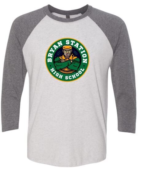 Adult Bryan Station High School Triblend Three-Quarter Sleeve Raglan (BSB)