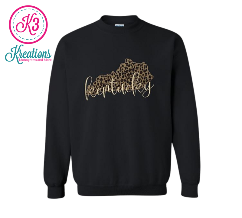 Adult Leopard Print Kentucky State Crewneck Sweatshirt
