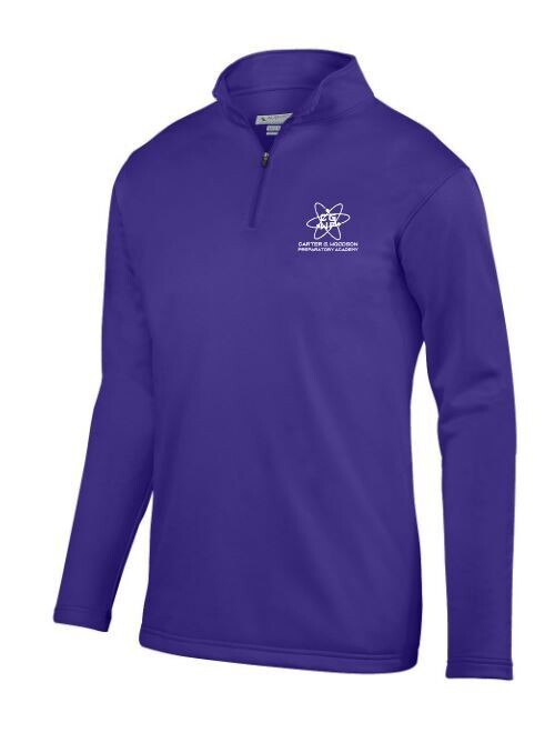 Adult Purple Quarter-Zip Wicking Fleece Pullover with Embroidered Logo (CGW)