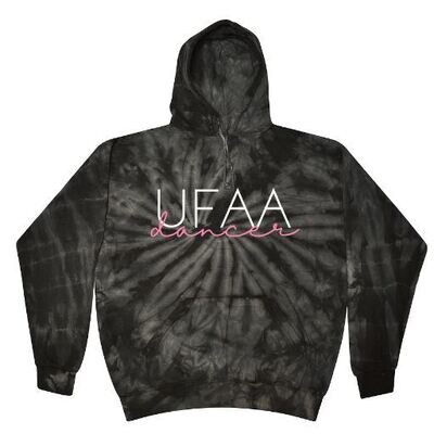 Unisex Youth OR Adult UFAA dancer Black Tie Dye Hooded Sweatshirt (UFAA)