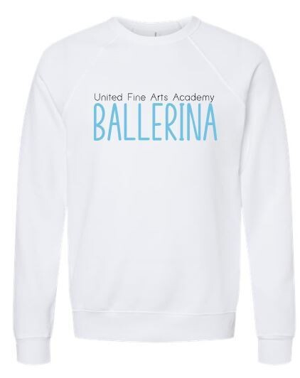 Adult United Fine Arts Academy Ballerina Bella + Canvas Sponge Fleece Crewneck Sweatshirt (UFAA)