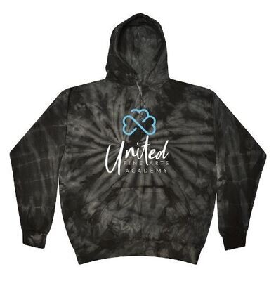Unisex Youth OR Adult UFAA Logo Black Tie Dye Hooded Sweatshirt (UFAA)