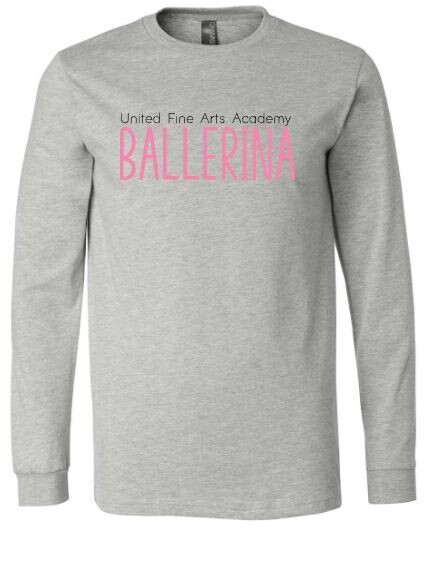 Adult United Fine Arts Academy Ballerina Long Sleeve Bella + Canvas Tee (UFAA )