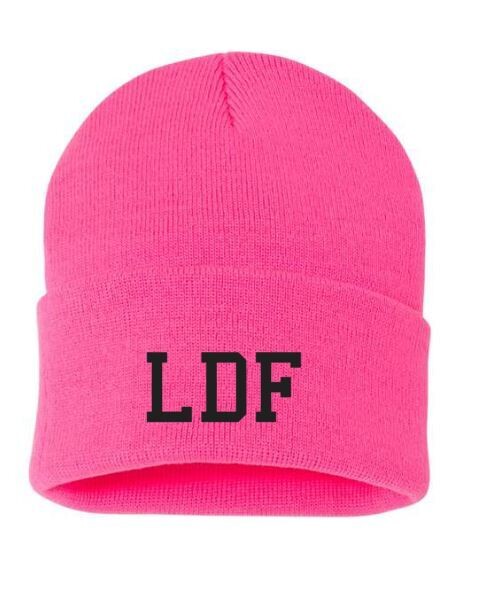 Pink Beanie with Black LDF Embroidery (LDF)