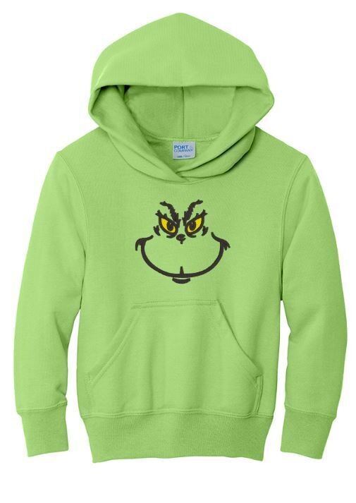 Youth Grinch Face Hooded Sweatshirt