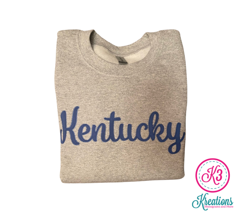 Adult Script Kentucky Gray Crewneck Sweatshirt